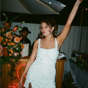 Chic White Sequin Mini Dress